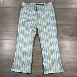 Jolt Girls 14 Blue‎ Striped Capris Butterfly Zipper Closure Y2K Cotton Blend